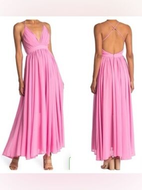 Meghan LA Pink Crisscross Open-Back Maxi Dress 💗💗